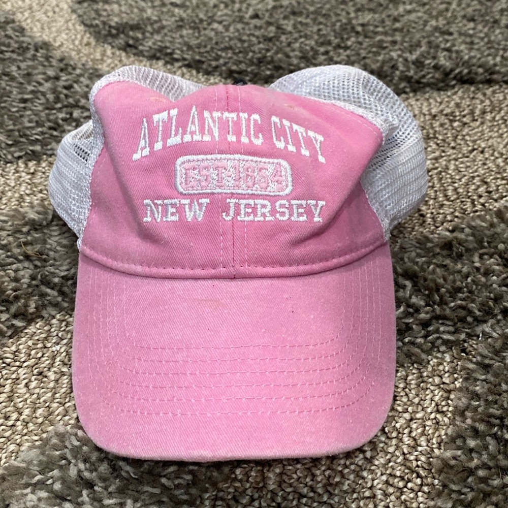 NWT Ben Kaufman Atlantic City New Jersey Pink White Mesh Trucker Hat OS